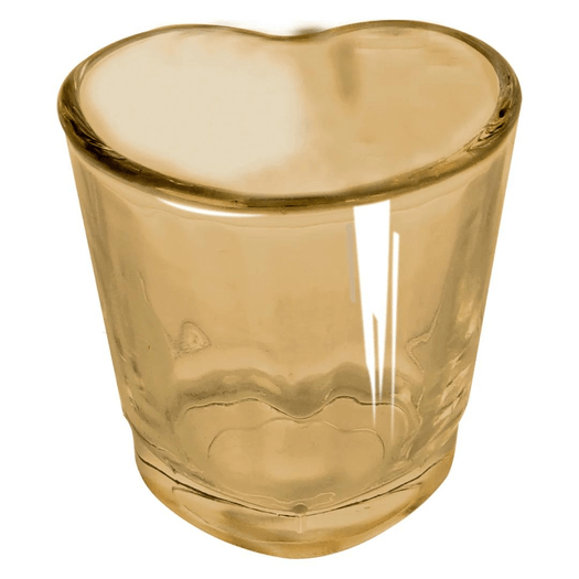 Jogo 6 Copos para Shot Licor de Vidro Coração Âmbar 45ml