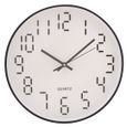Relógio de Parede em Plástico Quartz Branco e Preto 30,5cm