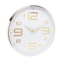 Relógio de Parede Moderno em Plástico Branco e Dourado 25cm