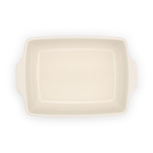 Assadeira Retangular com Alça Classic Ceramics 32cm Cerâmica Branca Alta Resistencia