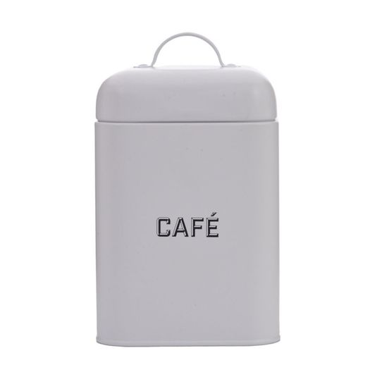 Lata Pote para Café Retro Aço Carbono Branca 19cm Moderno