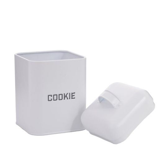 Lata para Biscoito Cookie Retro Aço Carbono Branca 19cm Moderno