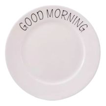 Prato Raso Tea Good Morning Cerâmica Branca 20cm Elegante