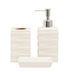 Kit para Banheiro Acessórios Cerâmica Listras Branco 3 Peças Elegante