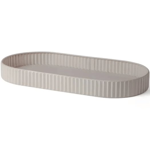 Bandeja Decorativa Oval de Metal Off-White 38cm