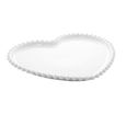 Prato Porcelana Coração Beads Bolinha Branco - 25 cm