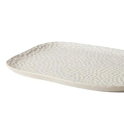 Bandeja Oval em Cerâmica Off White 32cm