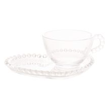 Xícara de Chá Cristal com Prato de Coração Pearl - 180 ml