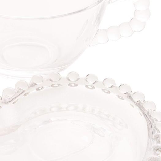 Xícara de Chá Cristal com Prato de Coração Pearl - 180 ml