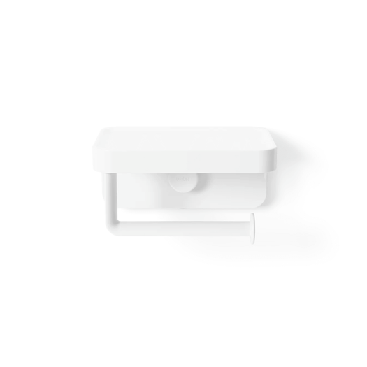 Porta Papel Higiênico com Porta Objeto Fixação Adesivo Branco Linha Flex