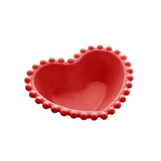 Jogo 2 Bowls Porcelana Coração Beads Vermelho 15cm