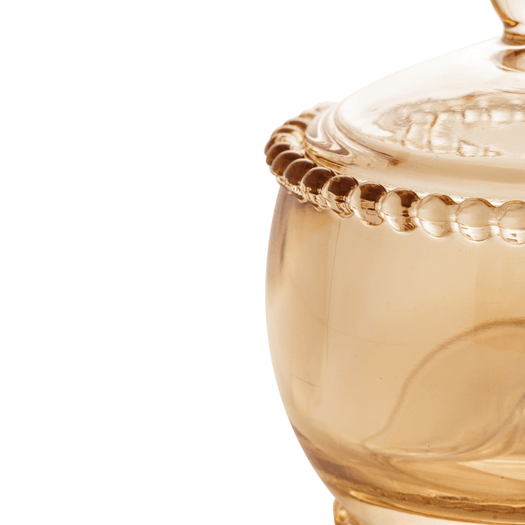 Açucareiro Cristal Bolinha Pearl Âmbar com Colher - 10 cm