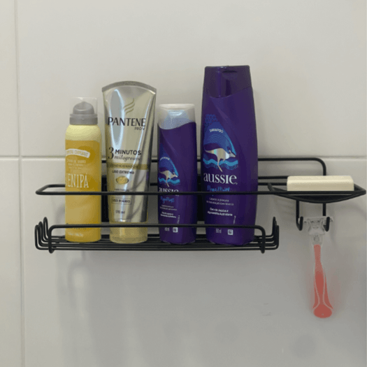 Suporte Porta Shampoo Retangular Fixação Ventosa Preto