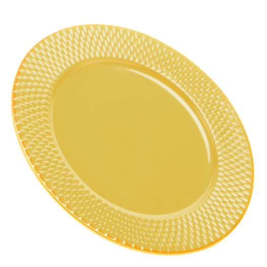 Prato Raso Porcelana Drops Amarelo com Detalhe Metalizado - 27 cm