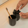 Dispenser Porta Sabonete Liquido Cerâmica Osaka Preto Marmorizado 250ml