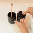 Dispenser Porta Sabonete Liquido Cerâmica Osaka Preto Marmorizado 250ml