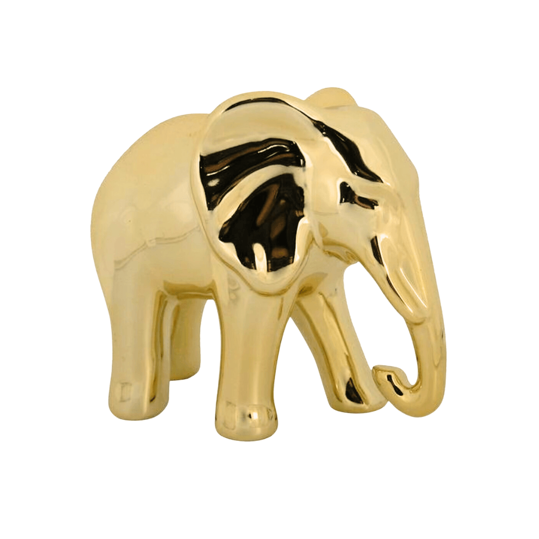 Elefante de Cerâmica Dourado 13,5cm