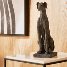 Escultura Cachorro em Poliresina Preta 32cm