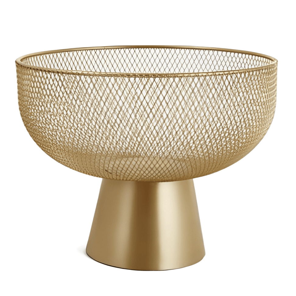 Centro de Mesa Fruteira em Metal com Suporte Dourado 30,5cm