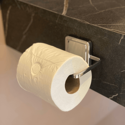 Suporte Porta Papel Higiênico Fixação por Adesivo Cromado 12,5cm