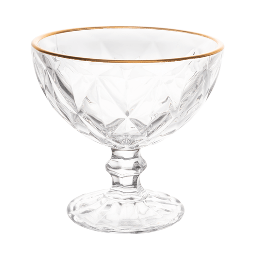 Taça para Sobremesa de Vidro com Fio de Ouro Diamond 250ml