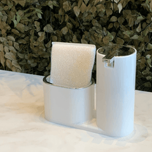 Dispenser Para Detergente E Bucha Branco Com Cromado Linha Conceito